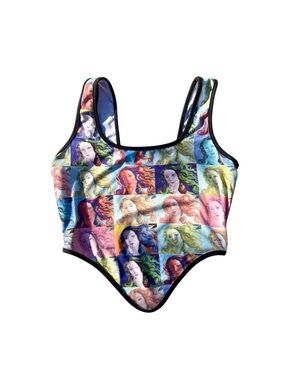 Multicolor Pop Art Botticelli-Inspired Corset Crop Top XS/S